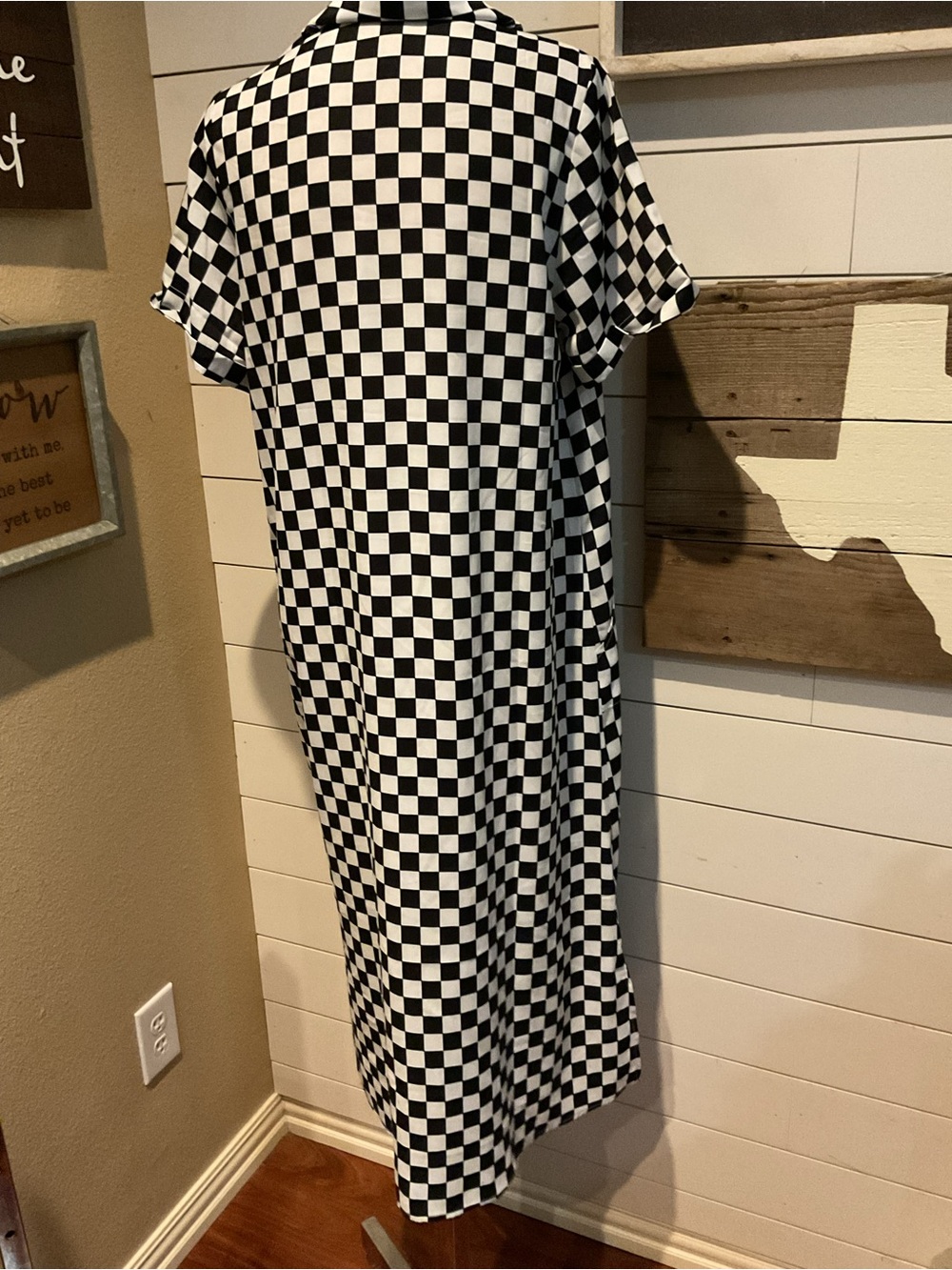 Turquoise Haven Black And White Checkered Shirt Dress Women’s Large NWT - Picture 2 of 2